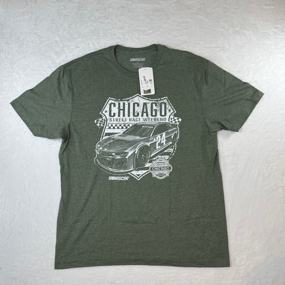NASCAR Chicago Street Race Weekend T-Shirt Mens Large Green #24 Cup Series NEW